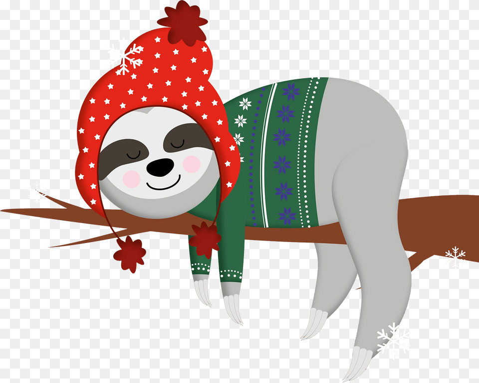 Winter Sloth Clipart, Clothing, Hat, Graphics, Art Free Png