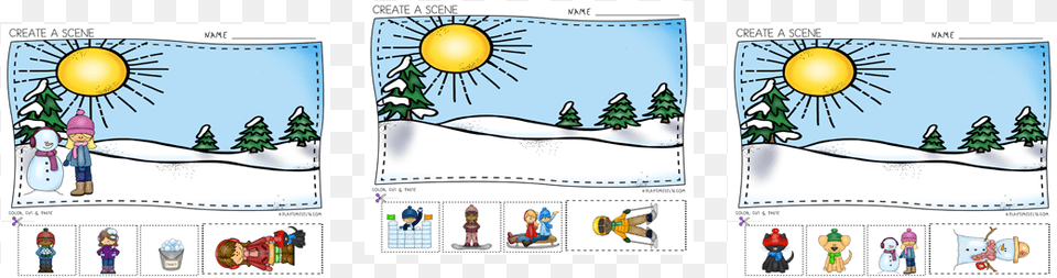 Winter Themed Color Cut And Paste Activity Cartoon, Book, Comics, Publication, Person Free Transparent Png