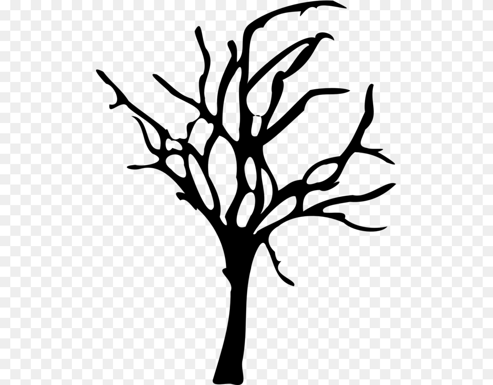 Winter Tree Clip Art, Gray Png