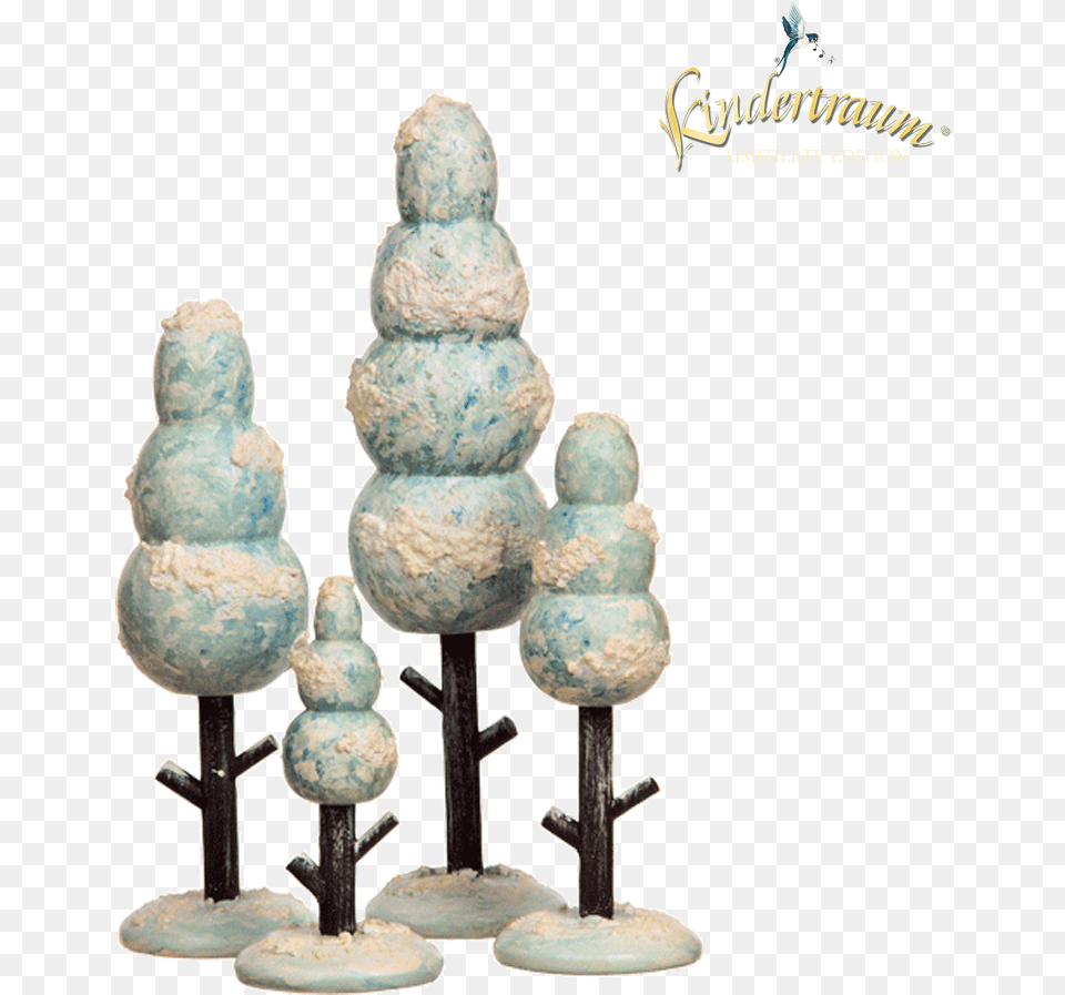 Winter Trees 4 Pieces Figurine, Nature, Outdoors, Sweets, Food Free Png