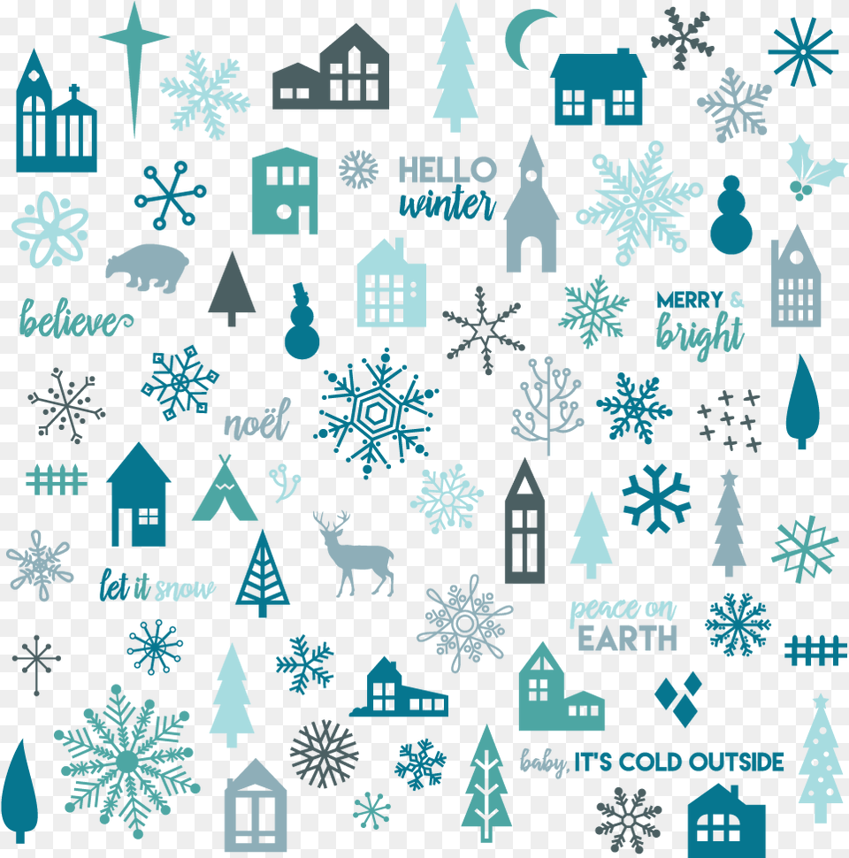 Winter Village Digital File Bundle, Nature, Outdoors, Pattern, Snow Free Png Download