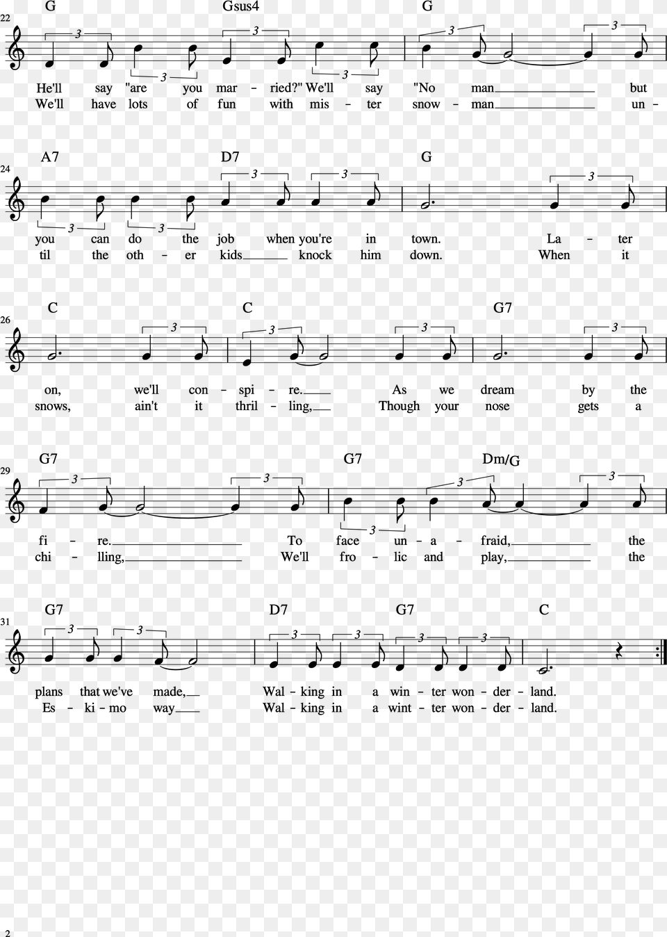 Winter Wonderland Lead Sheet Color Chords, Gray Free Png