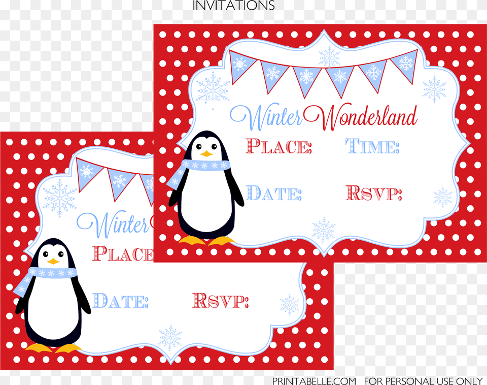 Winter Wonderland Party Printables Adlie Penguin, Animal, Bird, Envelope, Greeting Card Free Transparent Png