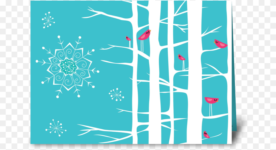 Winter Wonderland Trees Tealpink Greeting Card Winter Greeting Cards, Art, Graphics, Nature, Outdoors Png Image