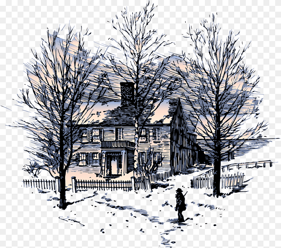 Winterhousesnowseasontree Image From Needpixcom Portable Network Graphics, Art, Drawing, Outdoors, Person Png