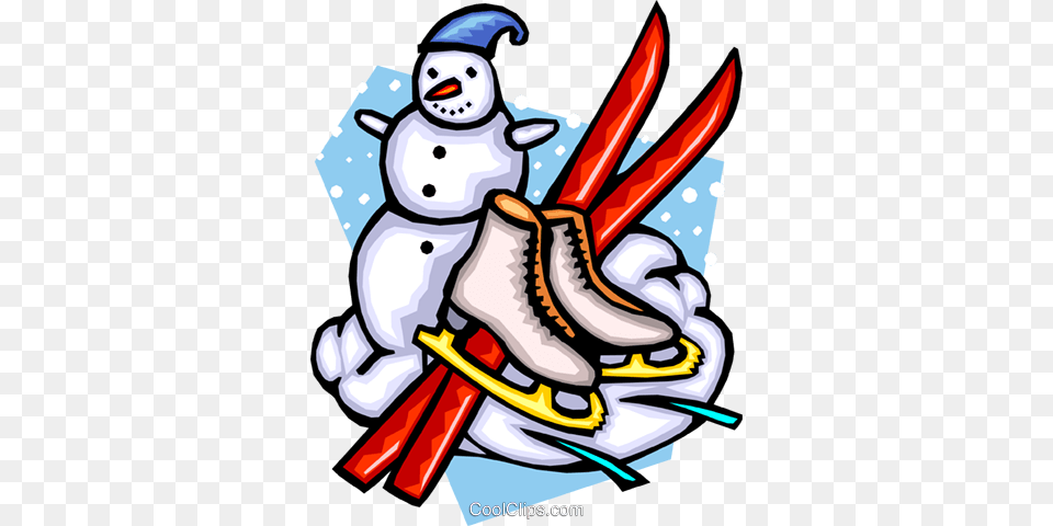 Wintersnowmanskatingskiing Royalty Free Vector Clip Art, Nature, Outdoors, Winter, Snow Png