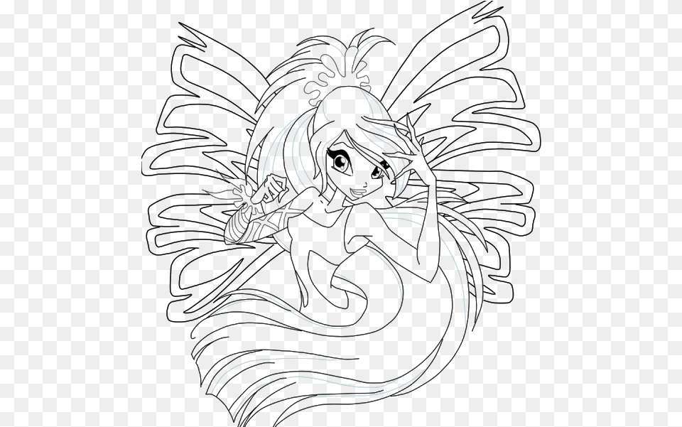 Winx Club Sirenix Coloring Pages Winx Club Bloom Sirenix Coloring Pages, Person, Animal, Mammal, Panther Png Image