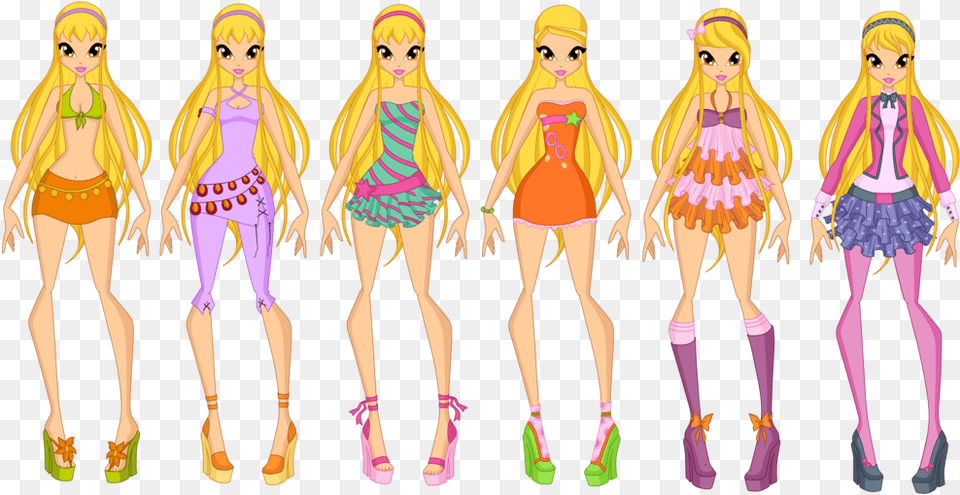 Winx Club Stella All Outfits, Adult, Person, Figurine, Female Png Image