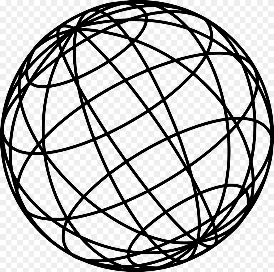 Wire Globe Lines, Gray Png