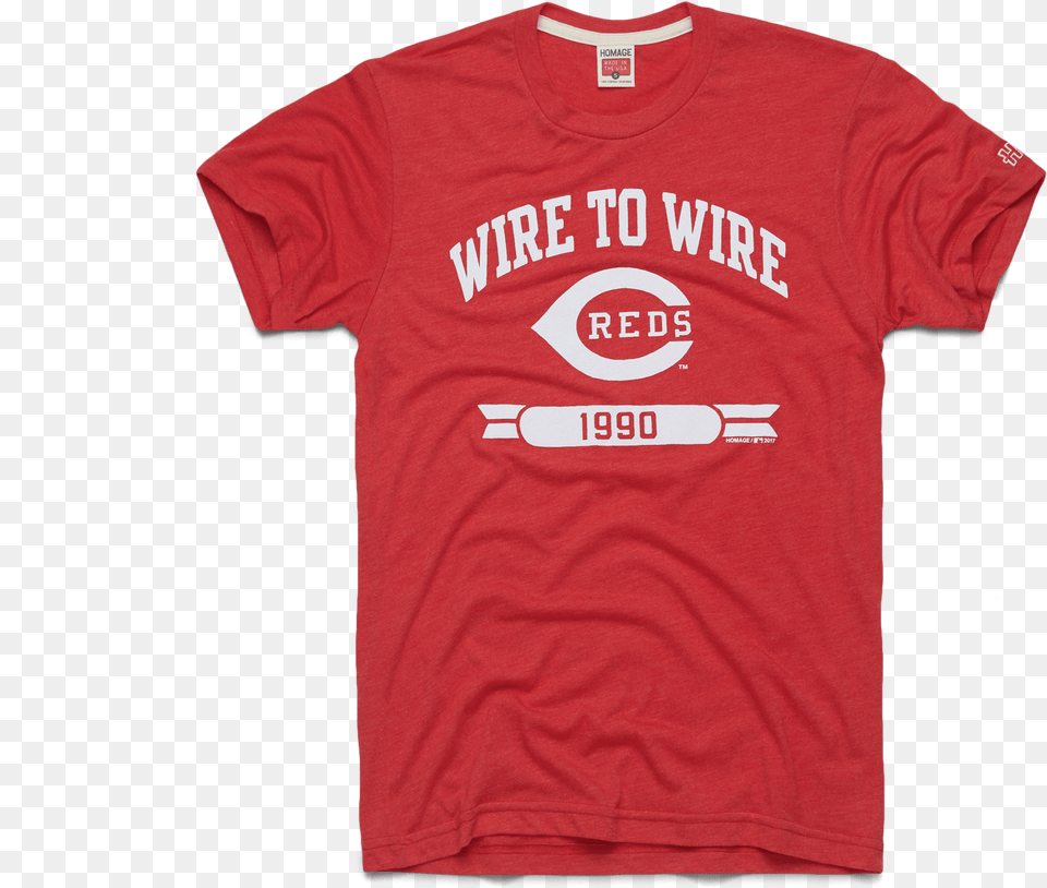 Wire To Wire Reds Cincinnati Ohio Retro Baseball Mlb Active Shirt, Clothing, T-shirt Free Png