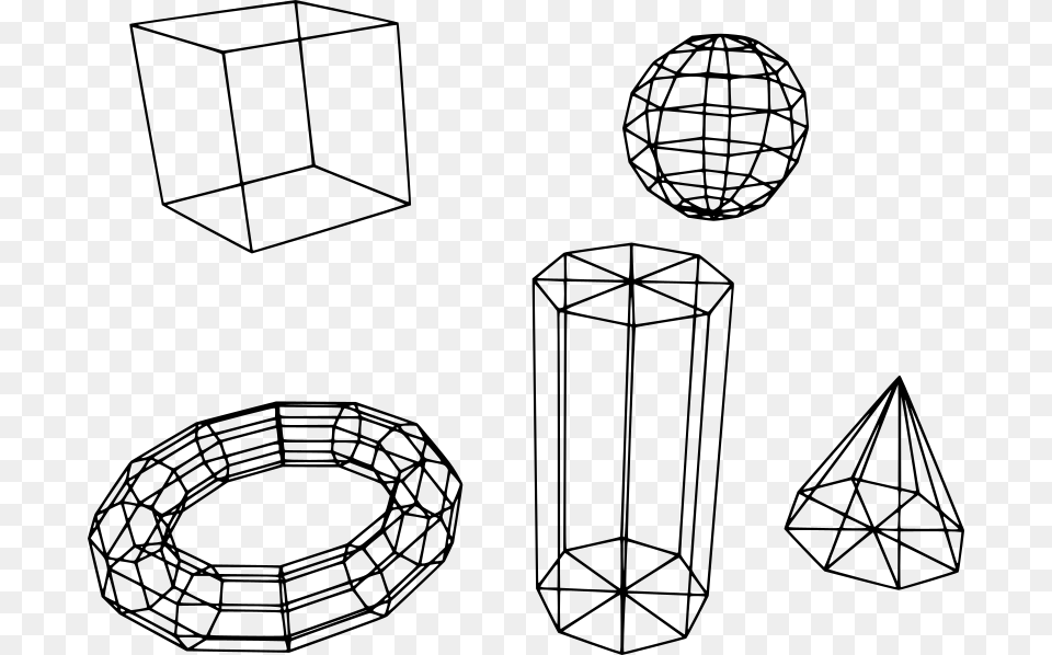 Wireframe Primitives, Gray Png Image