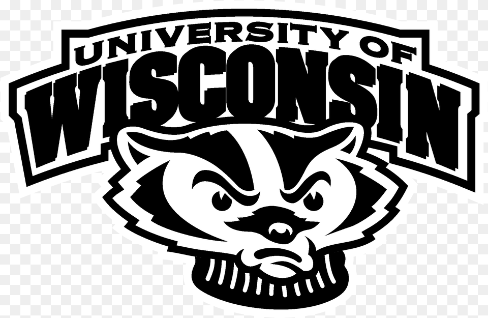 Wisconsin Badgers Logo Black And White, Sticker, Emblem, Symbol Free Transparent Png