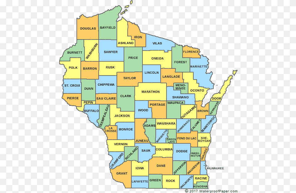 Wisconsin Counties Map, Chart, Plot, Atlas, Diagram Free Png Download