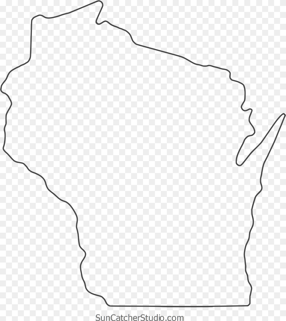 Wisconsin Outline Thin Border Cricut Design Or Line Art, Chart, Plot, Silhouette, Person Free Png