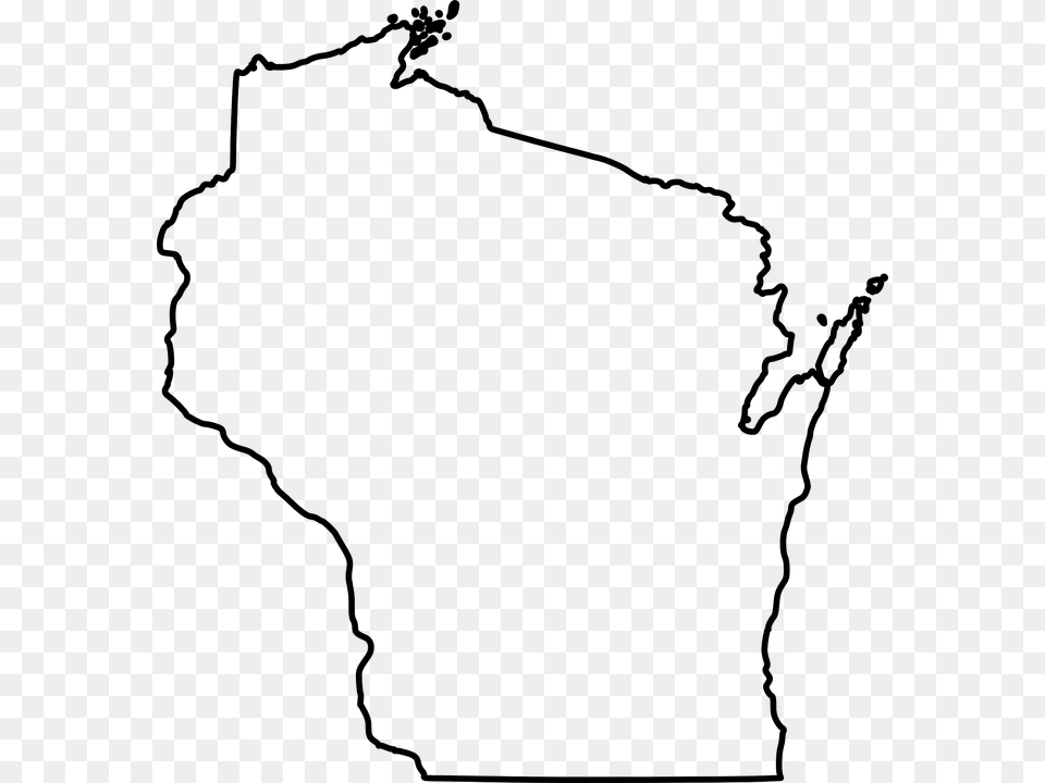 Wisconsin State Map Outline Shape Geography Usa Wisconsin County Map Blank, Silhouette, Clothing, Glove Free Transparent Png