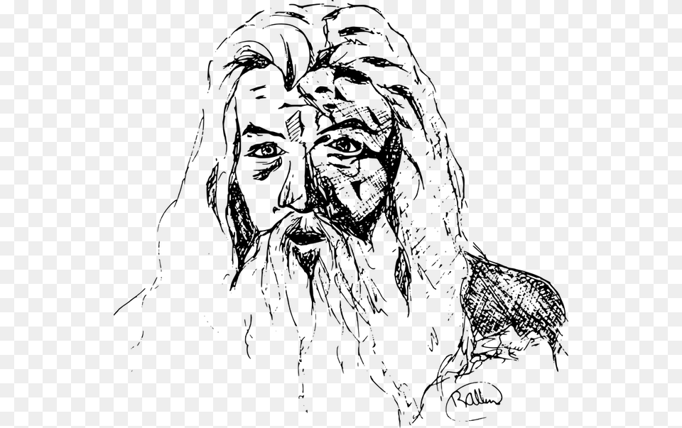 Wise Man Transparent Lord Of The Rings Line Art, Gray Png Image