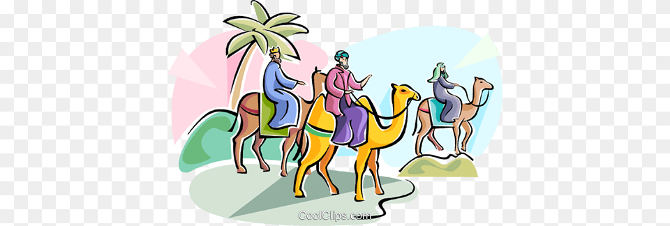Wise Men Epiphany Royalty Vector Clip Art Illustration, Animal, Camel, Mammal, Person Free Transparent Png