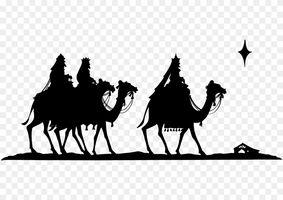 Wise Men On Camels Silhouette, Person, Animal, Camel, Mammal Png