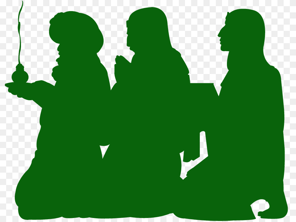 Wise Men Silhouette, Green, Person, People, Face Free Transparent Png