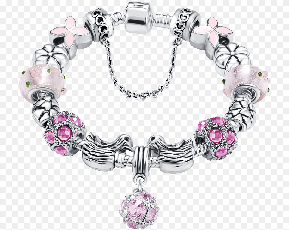 Wishampco Pink Flower Murano Crystal Stone Charm, Accessories, Bracelet, Jewelry, Necklace Free Transparent Png