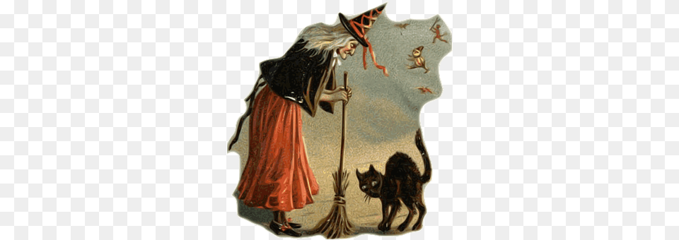 Witch Art, Painting, Animal, Cat Free Transparent Png
