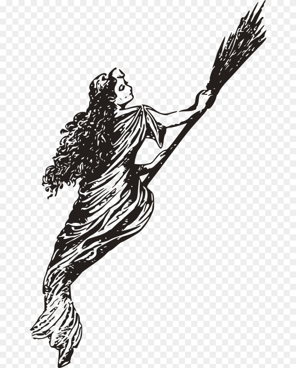 Witch 1920 Witch Broom Illustration, Person, Art Png Image