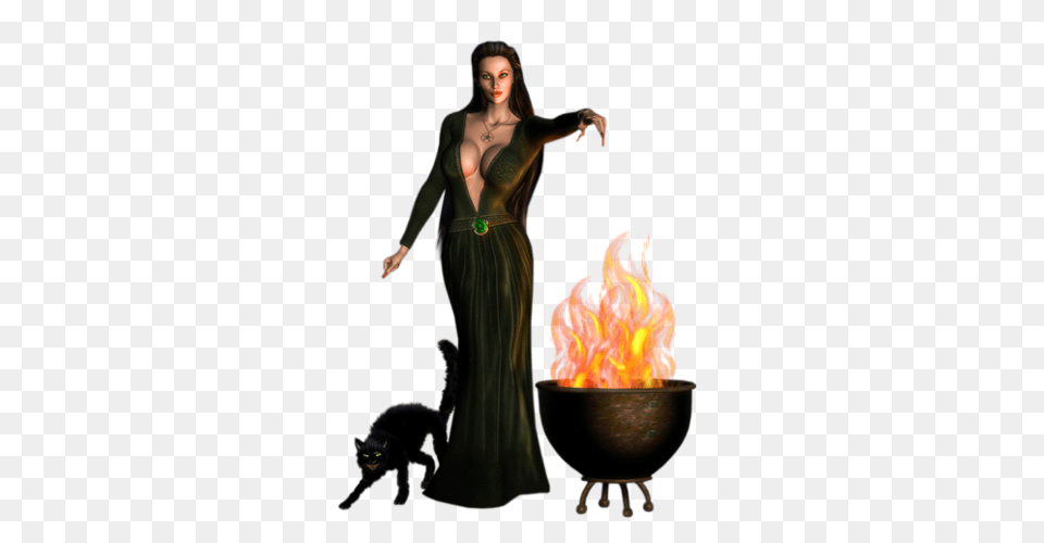 Witch, Adult, Person, Flame, Fire Png Image
