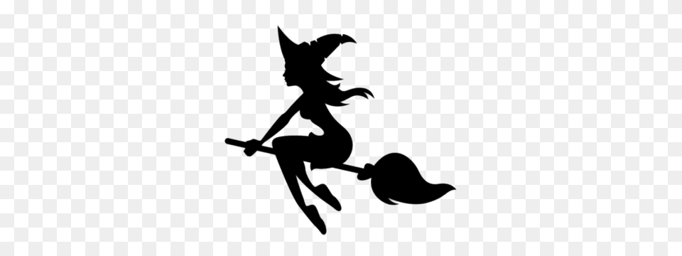 Witch, Silhouette, Stencil, Animal, Cat Free Transparent Png