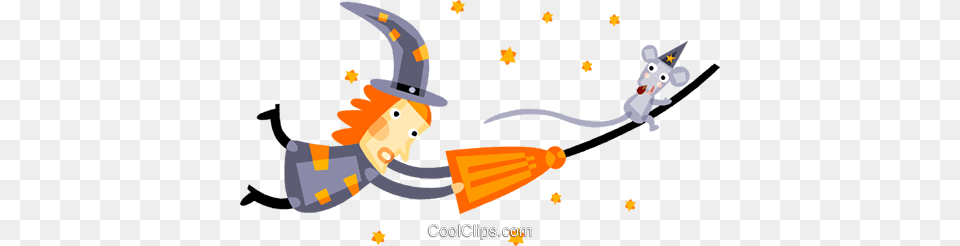 Witch And A Mouse Flying On A Broom Royalty Vector Clip Art, Outdoors, Baby, Person Free Transparent Png