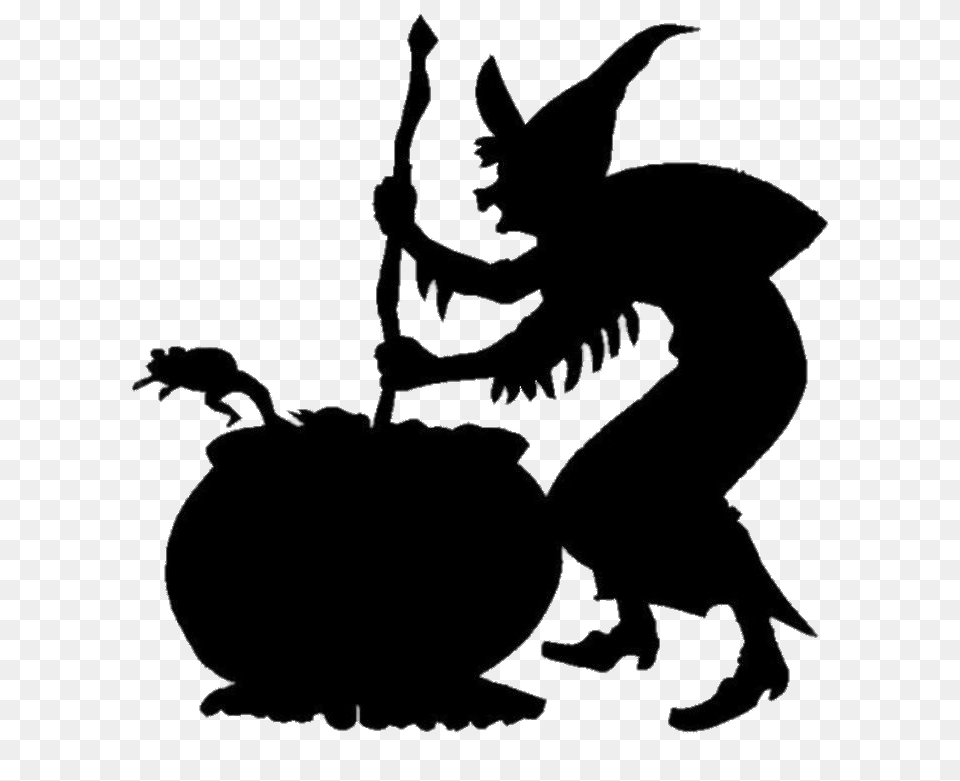 Witch And Cooking Pot, Stencil, Silhouette, Baby, Person Free Png