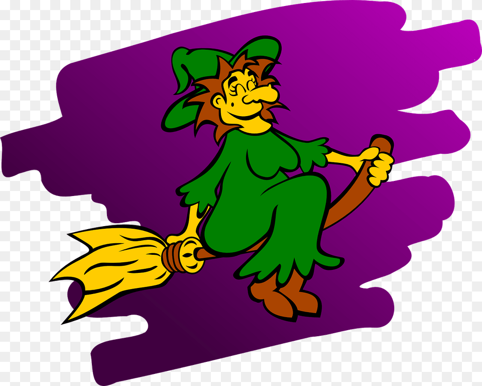 Witch Broom Flying Free Picture Halloween Bilder Zum Ausmalen, Baby, Person, Cartoon, Purple Png