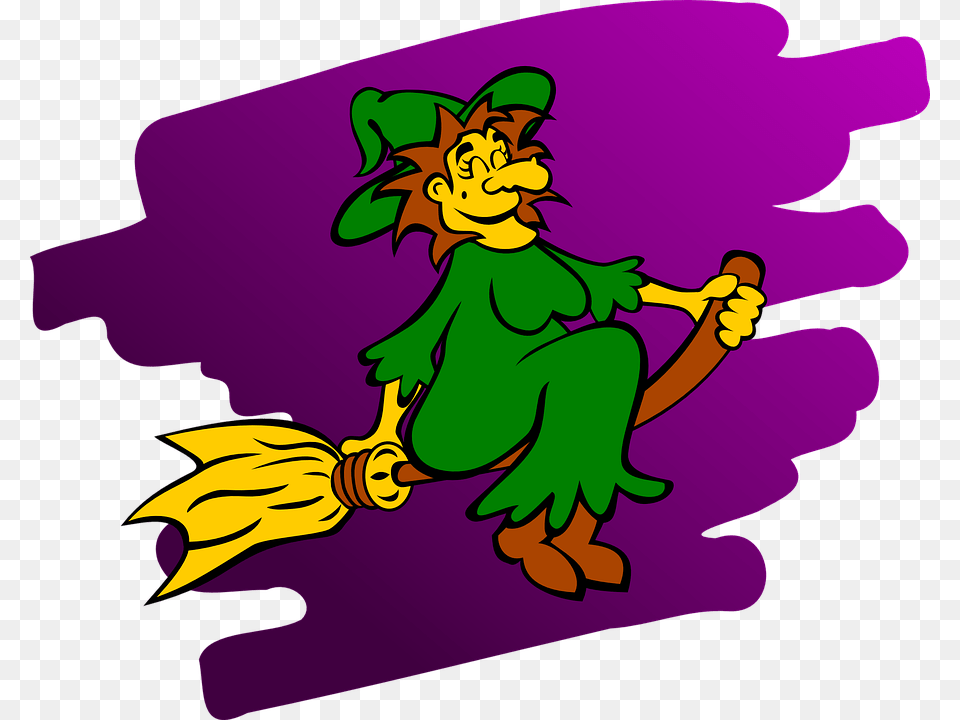 Witch Broom Flying Witch On A Broom Coloring Page, Baby, Person, Cartoon, Purple Png