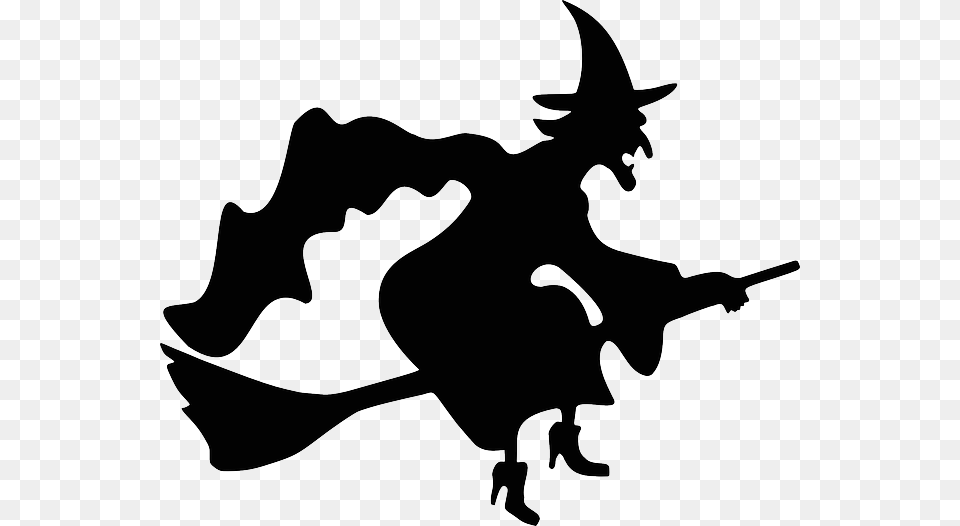 Witch Cape Wizardry Witchcraft Broom Broomstick Transparent Background Halloween Clip Art, Silhouette, Stencil, Animal, Fish Png Image