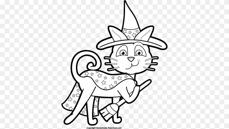 Witch Cat Clipart, Art, Drawing, Doodle, Face Free Png