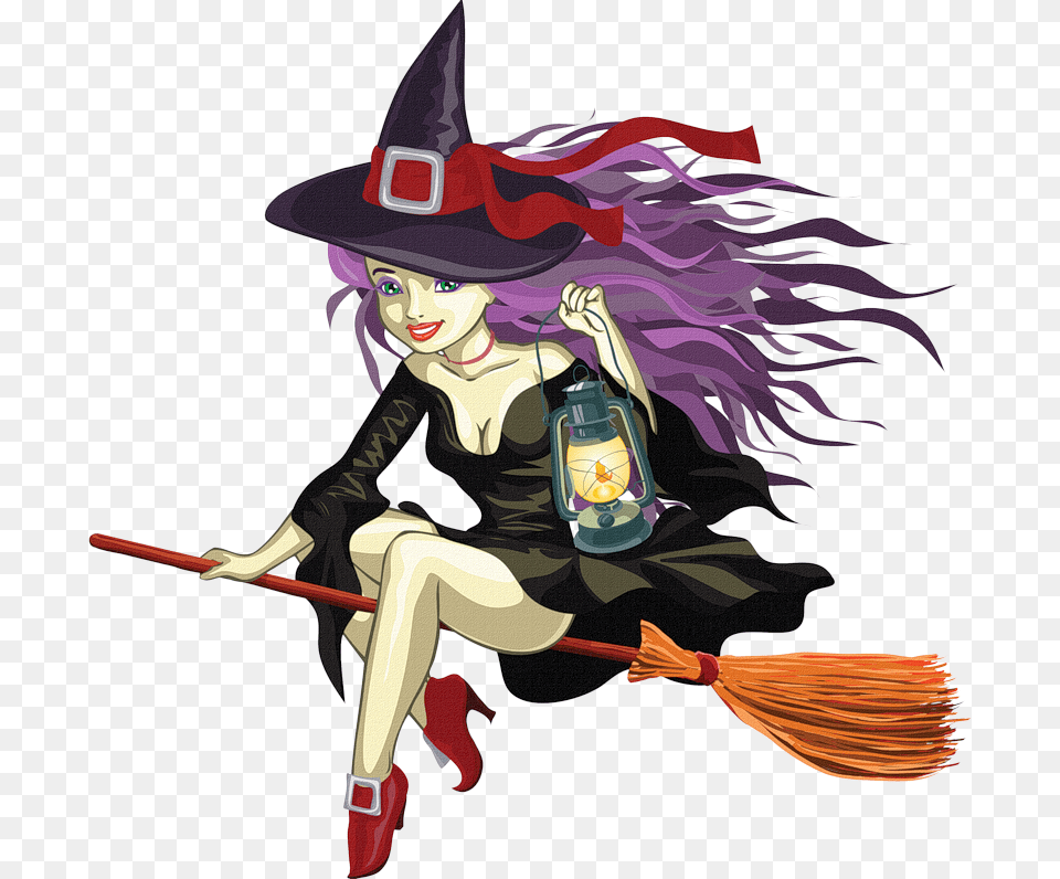 Witch Clipart Halloween Cartoons Witch Broom Witch Witch, Book, Comics, Publication, Person Png