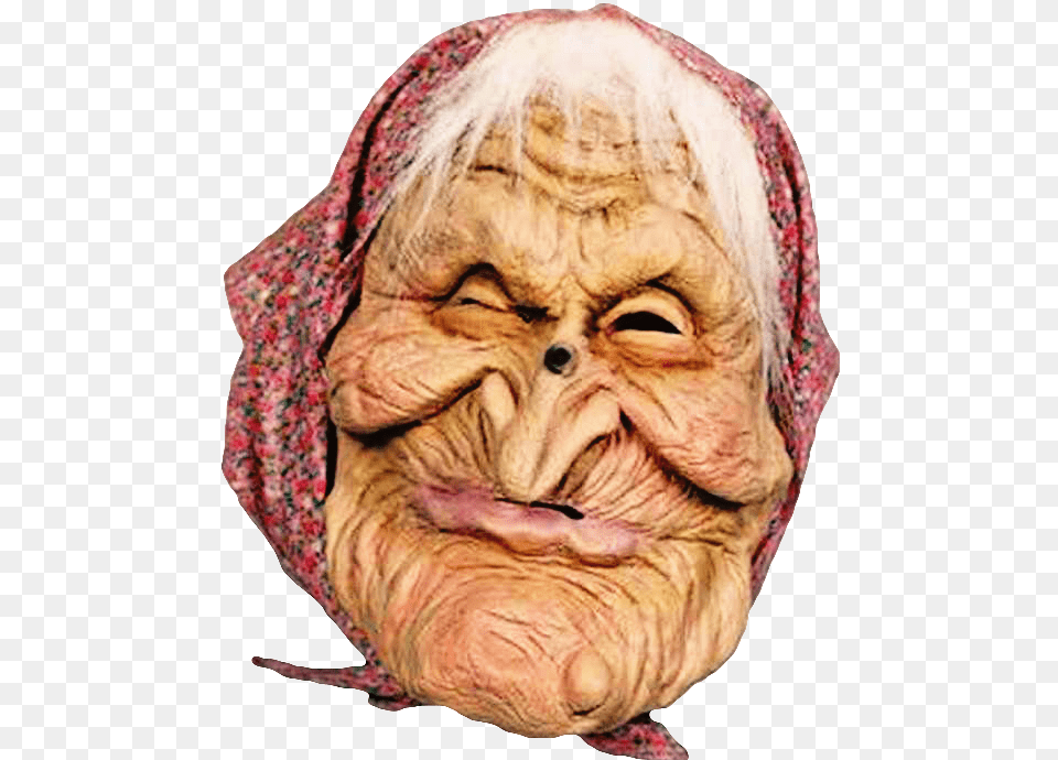 Witch Crafts Old Woman Ugly Face Scwitch Freetoedit Straszna Maska, Clothing, Hat, Adult, Person Free Png Download