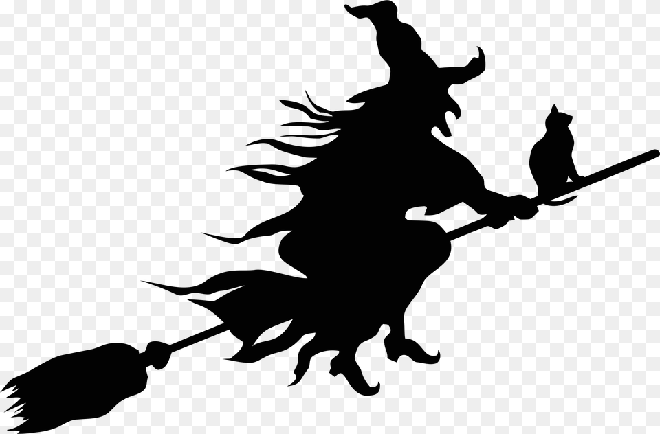 Witch Flying Broom Silhouette Icons Png