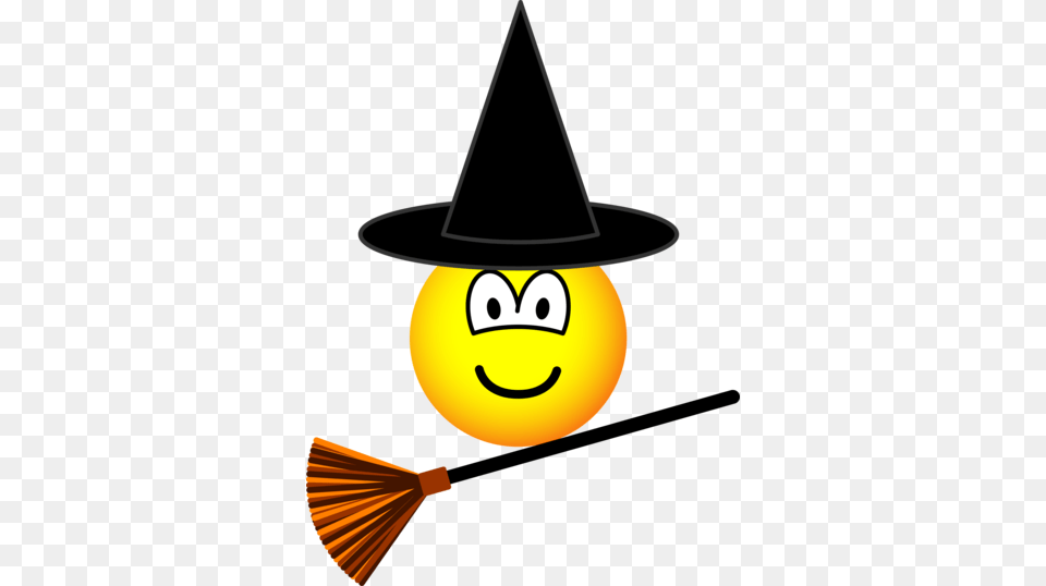 Witch Flying Emoticon Broomstick Emoticons Smileys, Clothing, Hat, Astronomy, Moon Free Transparent Png