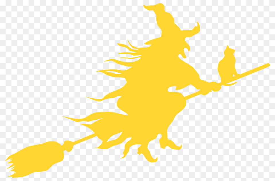 Witch Flying On Broom Silhouette, Weapon Free Png Download