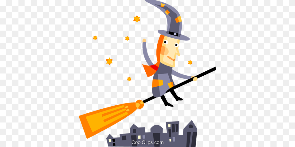 Witch Flying On Her Broom Royalty Free Vector Clip Art, Juggling, Person, Face, Head Png Image