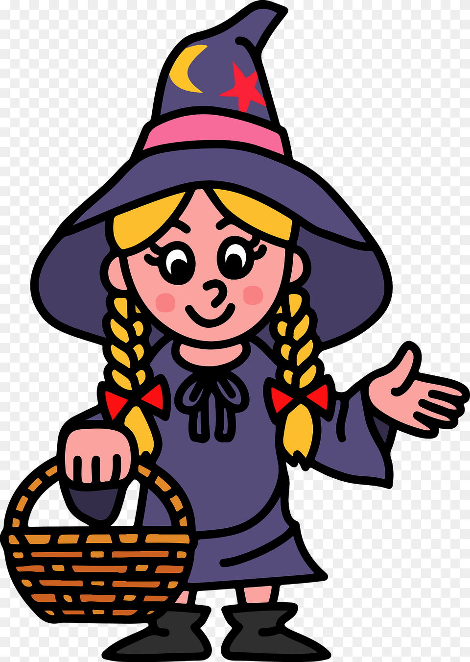 Witch Girl Clipart, Clothing, Hat, Face, Head Png Image