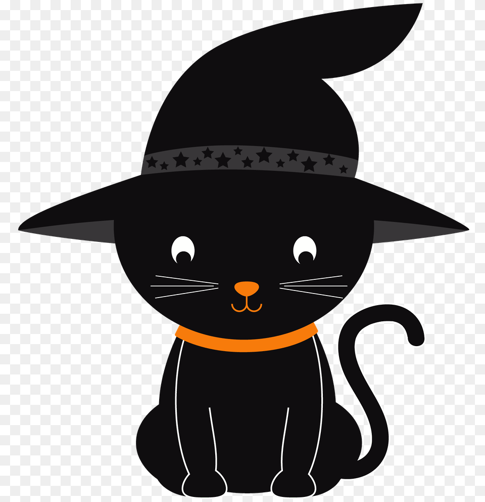 Witch Hat Clipart Black Cat Witch Clipart, Clothing, Animal, Fish, Sea Life Free Png