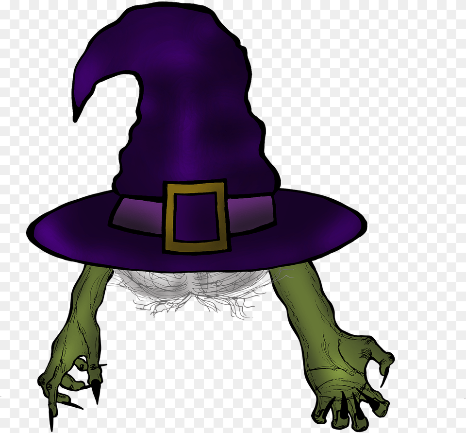 Witch Hat Halloween Image On Pixabay Klobouk Kouzeln Kreslen, Clothing, Purple, Person, Electronics Free Png Download