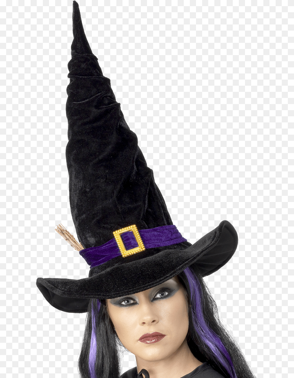 Witch Hat With Twig Hat, Clothing, Person, Face, Head Png Image