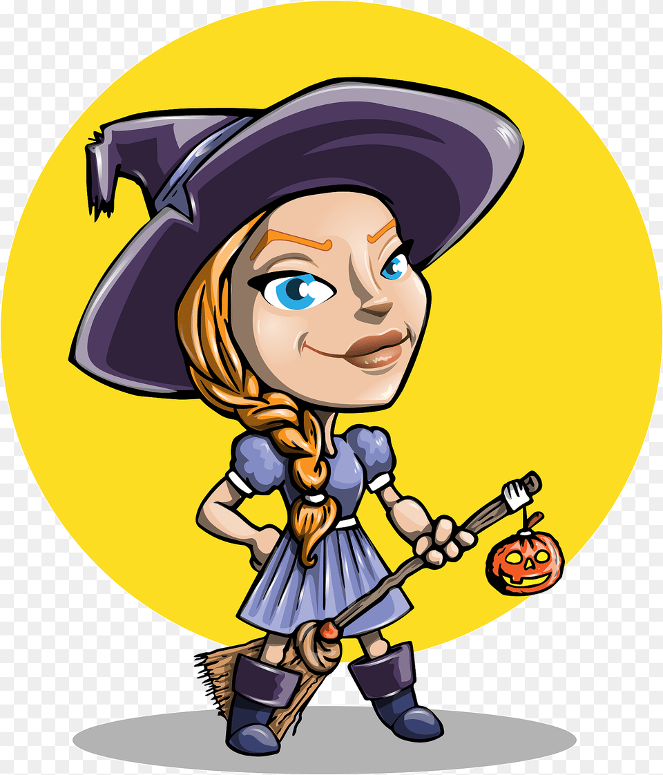 Witch In Front Of Moon Clipart, Book, Comics, Publication, Baby Free Png