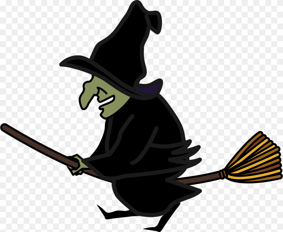 Witch Is Riding On Her Broomstick Clipart Png Image