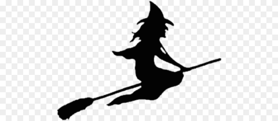 Witch On A Broom Cartoon, Silhouette, Fire, Flame, Sword Free Png