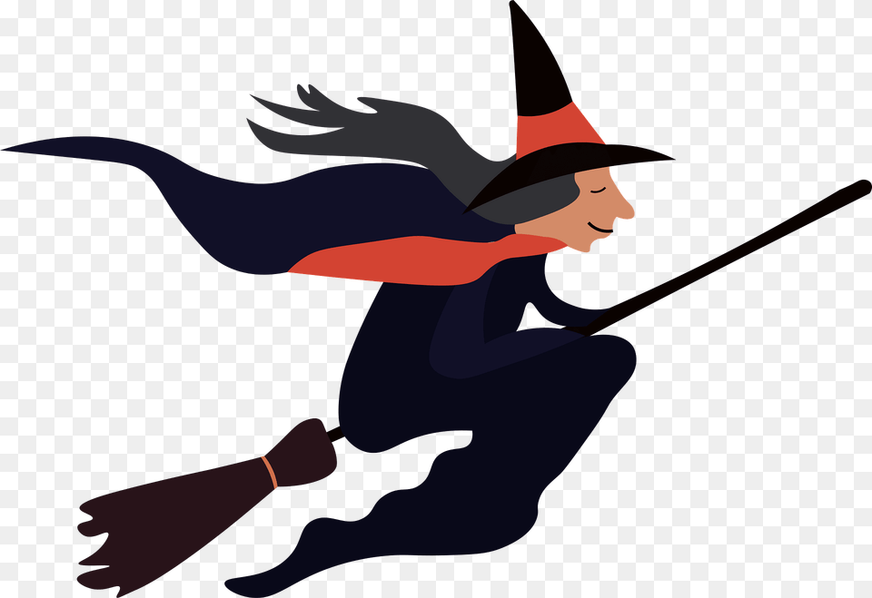Witch On A Broom Clipart, People, Person, Face, Head Free Png