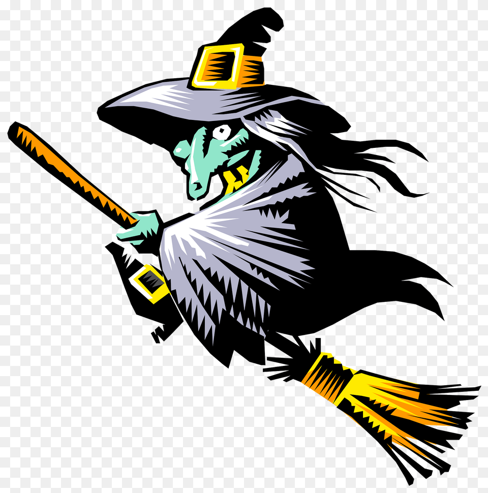 Witch On A Broomstick Clipart, People, Person, Animal, Fish Free Png Download