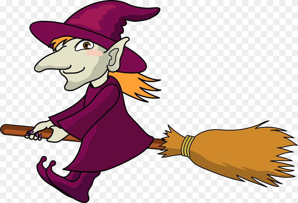 Witch On A Broomstick Clipart, Baby, Person, Cartoon, Face Png Image